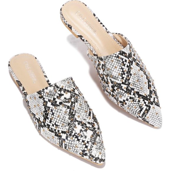 Shoes - Studded Snake Mules